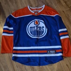 Fanatics Blue and Orange Edmonton Oilers Hockey Jersey